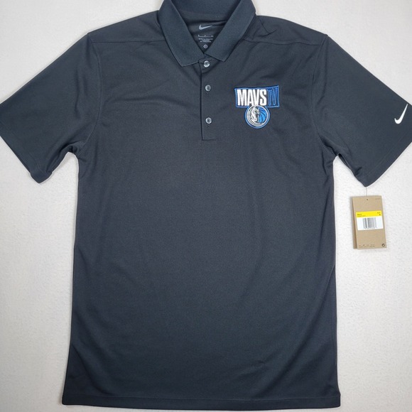 Nike Dallas Mavericks MAVSTV Logo Black Short Sleeve Polo Size SM - Picture 2 of 10
